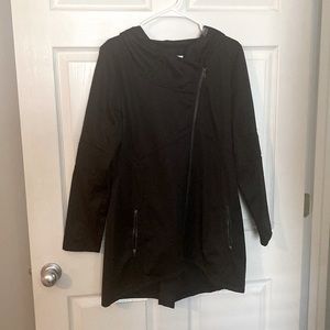 Mid length Black zip jacket with hood